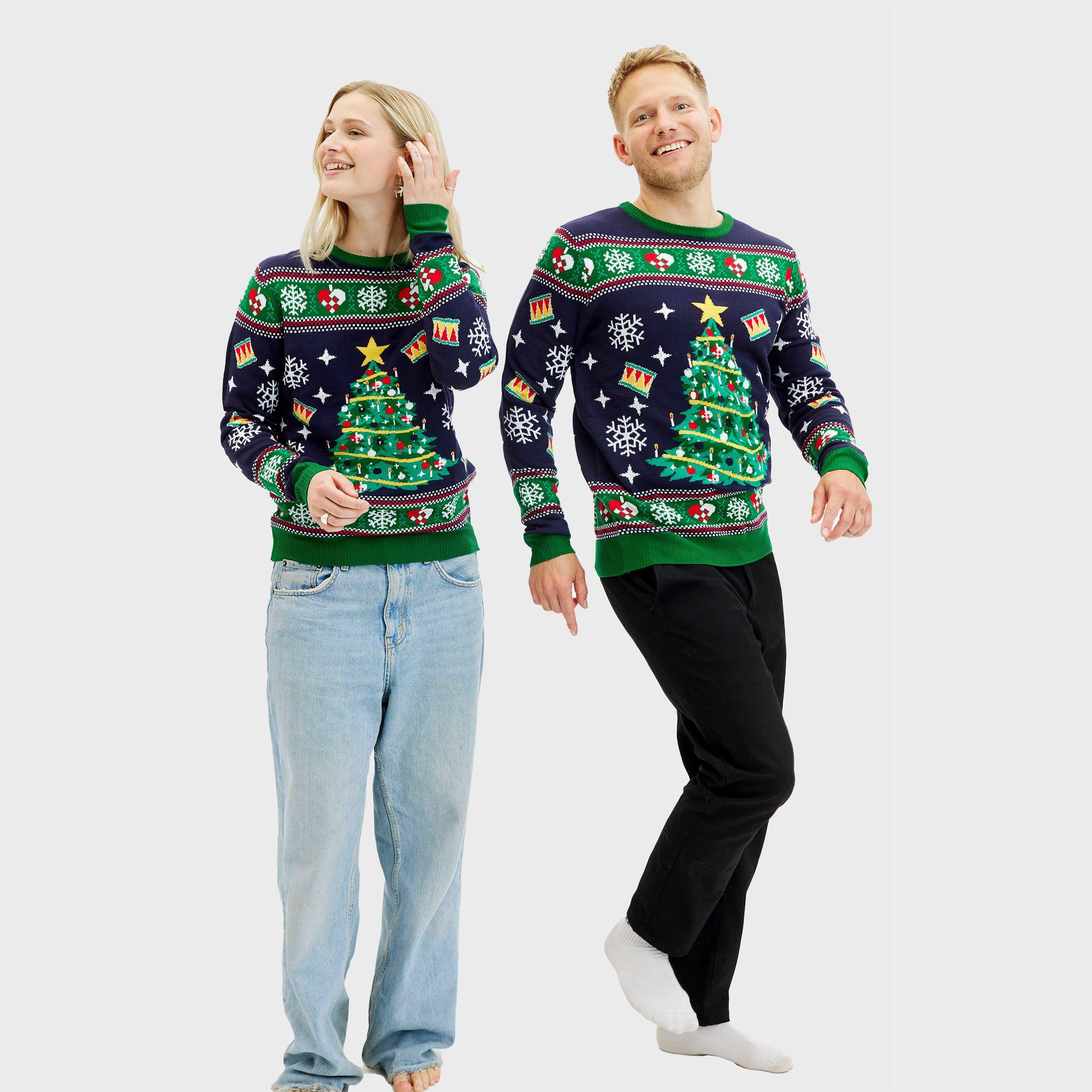 Pull De Noël De L'arbre LED Bleu - Homme
